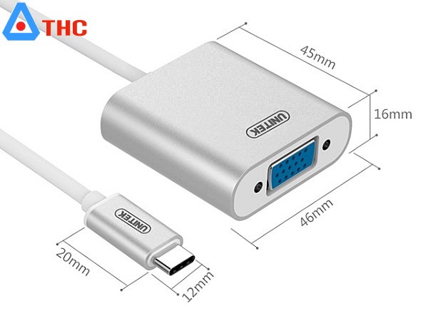 Dây cáp chuyển đổi USB Type C to VGA Unitek Y-6308